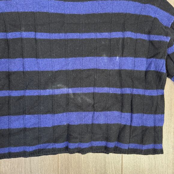 Madewell Ribbed Cashmere-Wool Blend Pullover Sweater WMNS S Cobalt Striped Knit - Picture 4 of 7